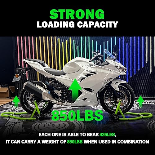 Miniatura 3 de MOTO4U Soportes de motocicleta delanteros y traseros, soporte combinado delantero y trasero, soporte universal para elevador de ruedas, basculante,