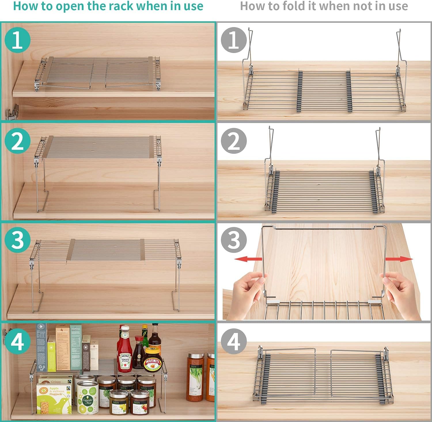 HapiRm Cupboard Organiser Kitchen Cupboard Organiser, Expandable