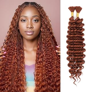 Human Braiding Hair Mix Synthetic 18 Inch Deep Wave Boho Hair for Braiding | Long Curly Wave Bulk Bundles Braiding Hair for Boho Braids 2 Pcs Bohemian Wet Crochet Braids Hair extensions 350