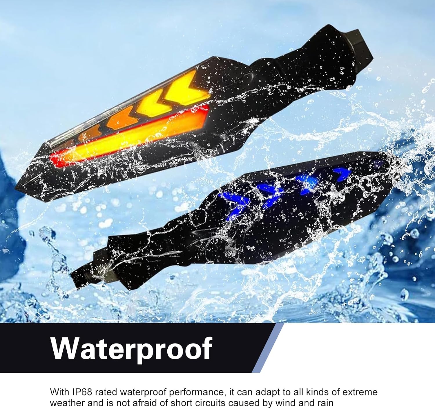 4 PCS Motorcycle Turn Signals, Double Color Flowing Turn Signal Lights and Red Daytime Running Indicator, Universal for Motorbike Scooter Off Road (Yellow & Red)