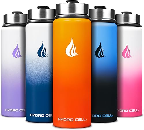 Miniatura 19 de HYDRO CELL Botella de agua aislada de acero inoxidable con pajilla, para bebidas frías y calientes, frasco de vacío de metal con tapa de rosca y