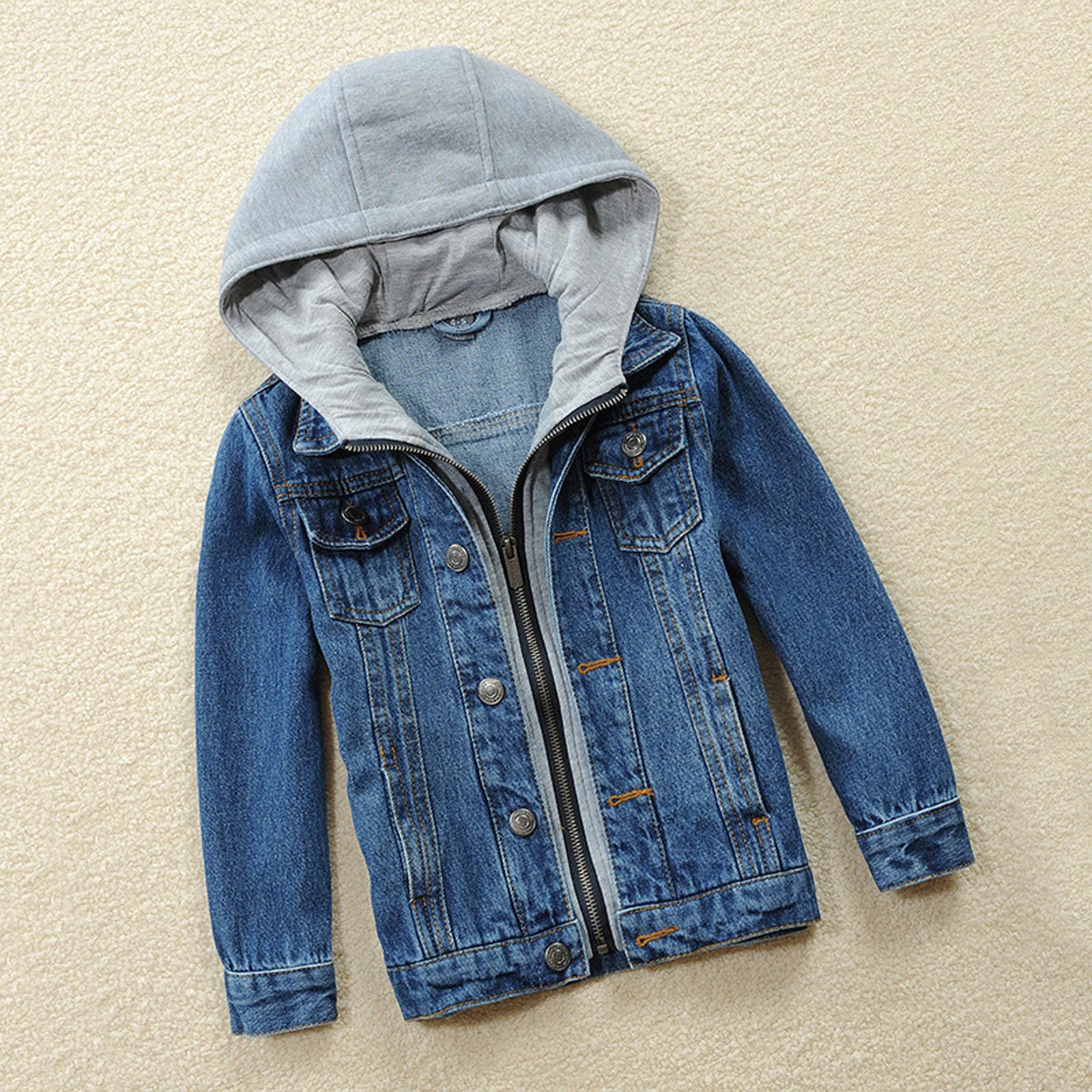 Strapazierfähige Jeansjacke für klassischer Trucker-Mantel für Jugendliche bequeme Oberbekleidung für Schule Freizeit Outdoor ideal für den Alltag im Frühling