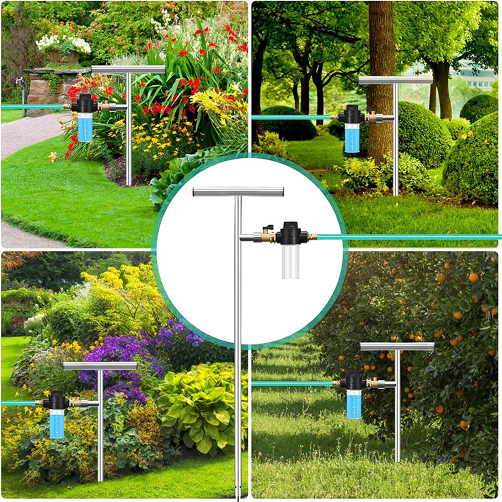 Riego de raíces de Acero Inoxidable con aplicador y válvulas de latón para un riego eficiente del jardín (32 Pulgadas) Juego de riego de jardín con bajo Consumo de Agua