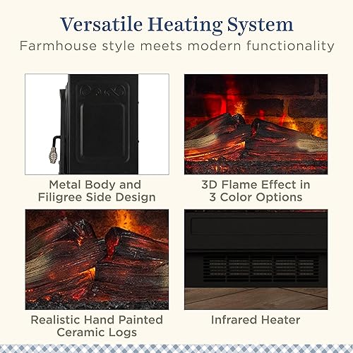 Miniatura 5 de Country Living Calentador eléctrico de chimenea independiente infrarrojo de 18 pulgadas en negro  Proporciona calor de zona suplementaria con
