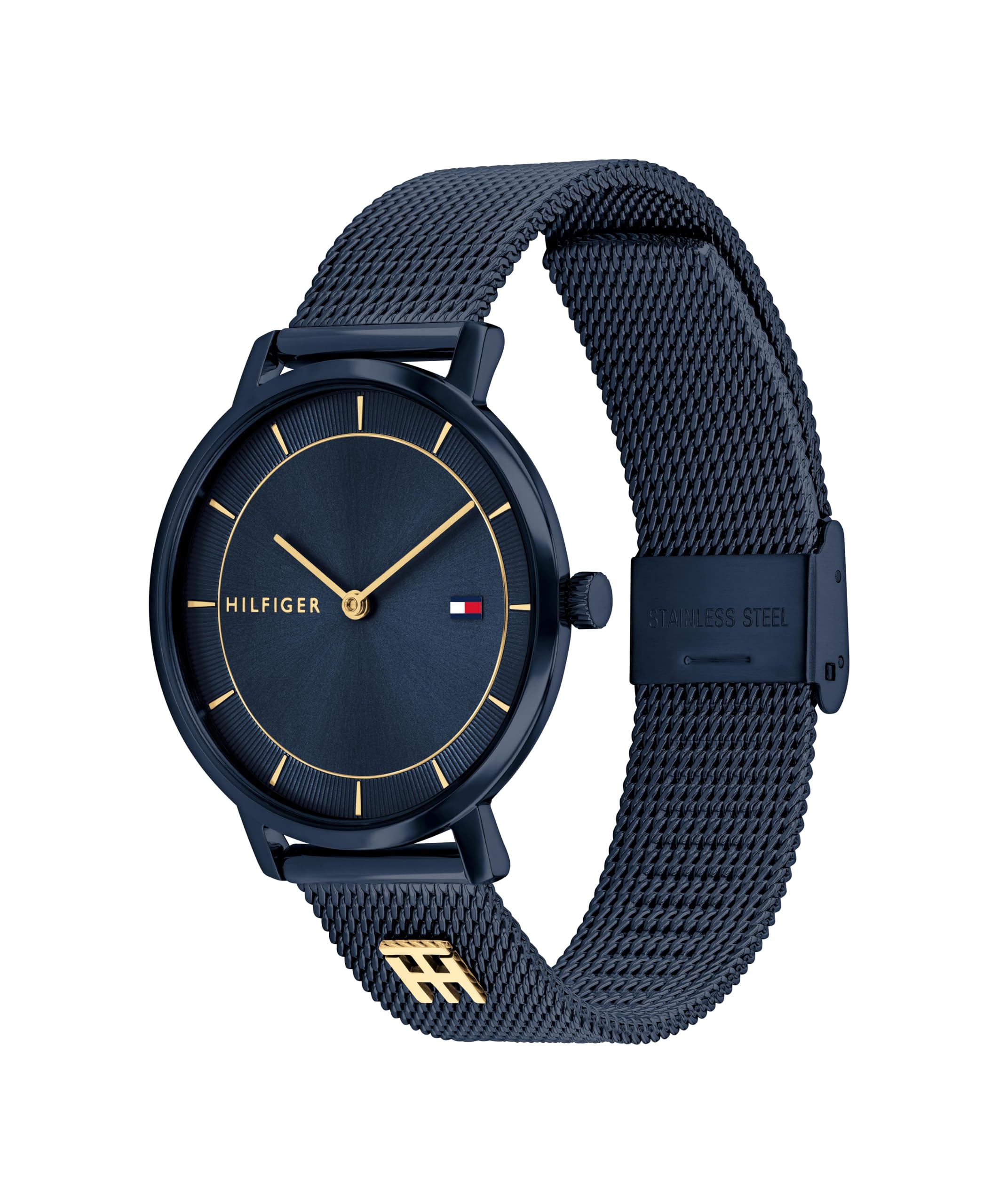 Tommy Hilfiger Orologio Analogico al Quarzo da Donna con Cinturino in Maglia Metallica in Acciaio Inossidabile - Disponibile in Argento, Oro, Oro Rosa o Blu Marino