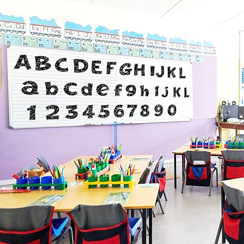 Miniatura 5 de Colarr 216 letras con purpurina para tableros de anuncios para números de aula, alfabeto de 4 pulgadas, letras con puntos adhesivos, símbolos de