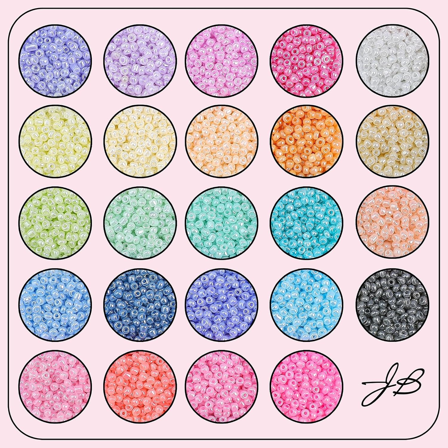 12500pcs John Bead Assorted Glass Seed Beads 8/0, 24 Rainbow Vibrant Pastels Colors Round Bead for DIY Crafts Jewelry Making Bead Box