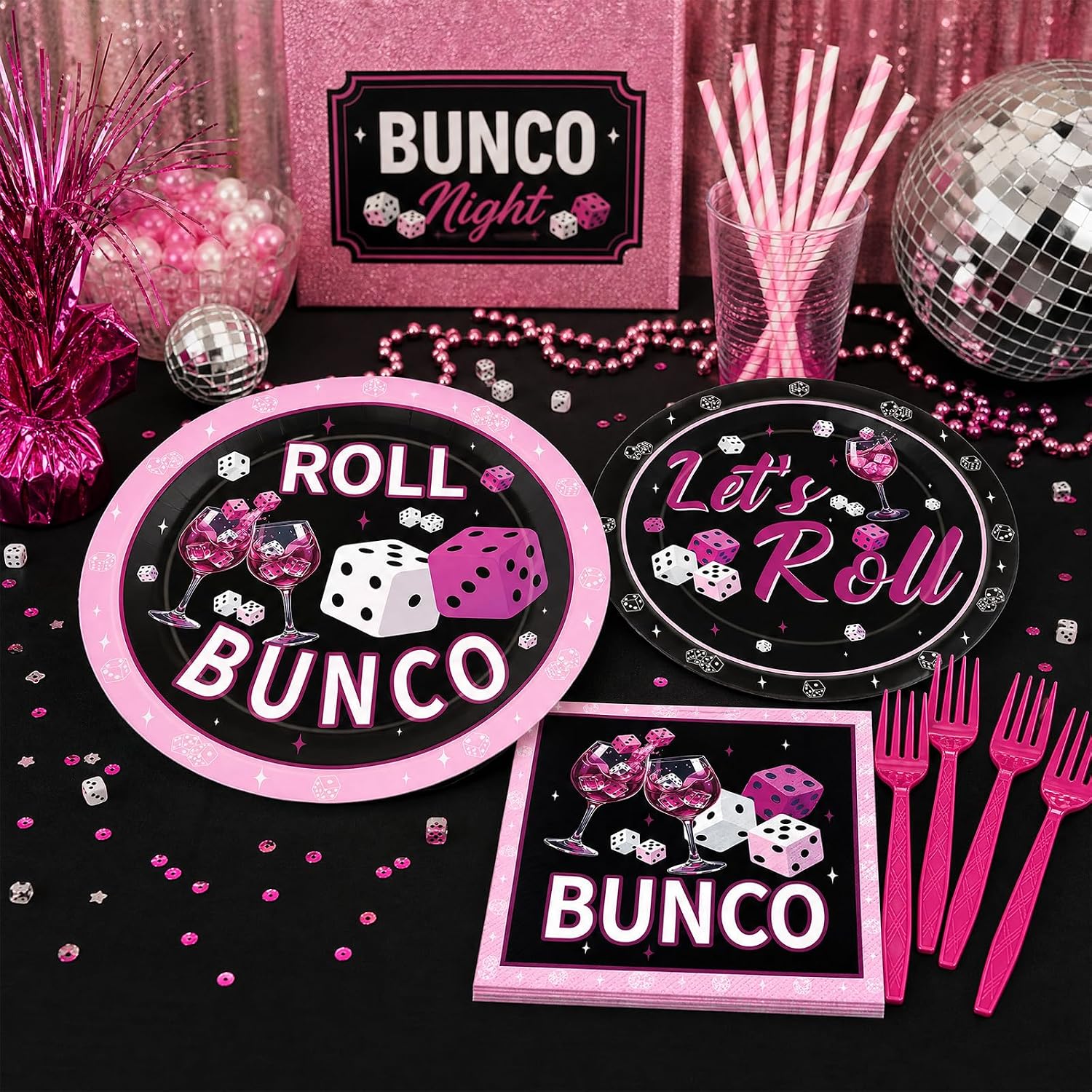 Bunco Party Supplies Decorations - 96 Pcs Game Night Plates Napkins image 4
