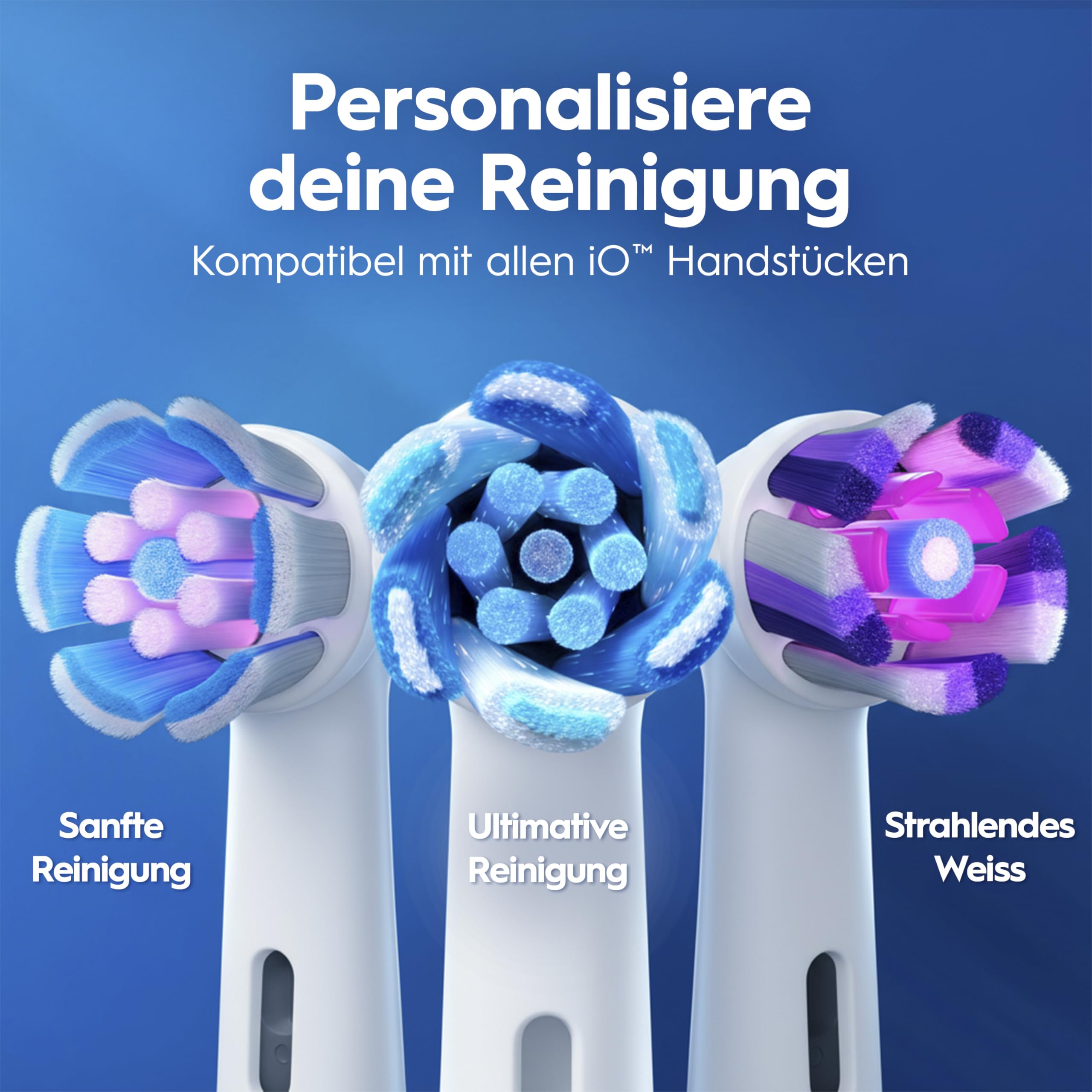 Oral-B iO Series 2 Elektrische Zahnbürste Rosa PLUS Original Oral-B iO Sanfte Reinigung Aufsteckbürste Weiß 3x