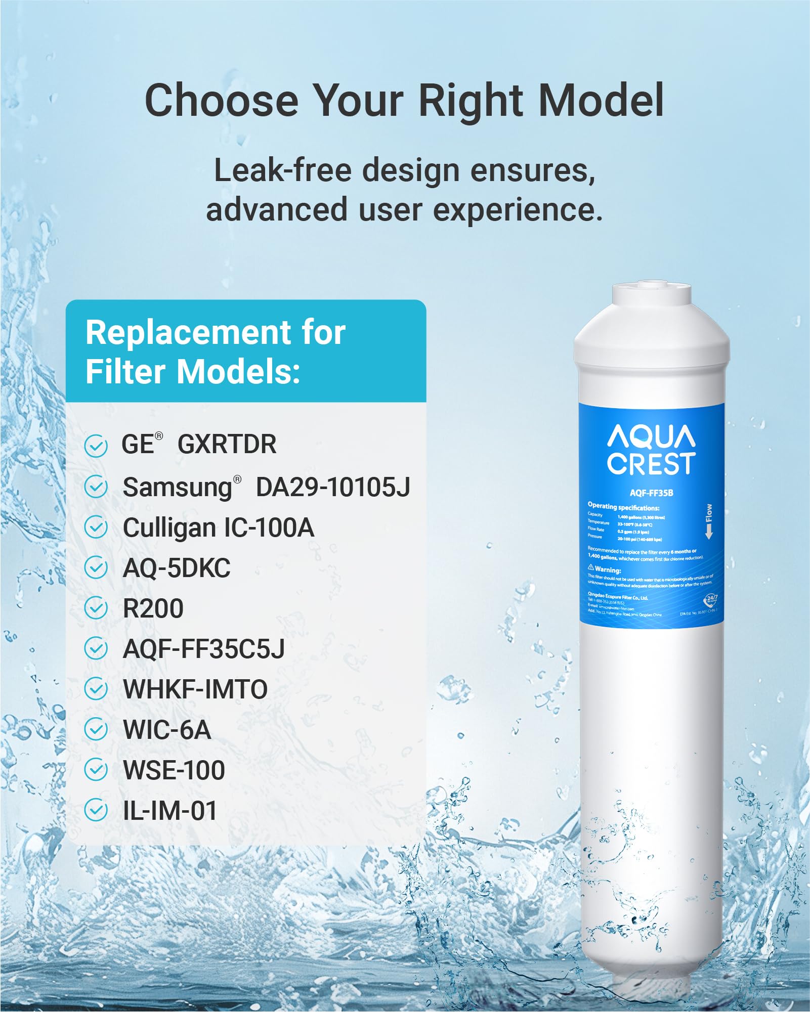 Amazon.com: AQUA CREST GXRTDR Inline Water Filter, Replacement for