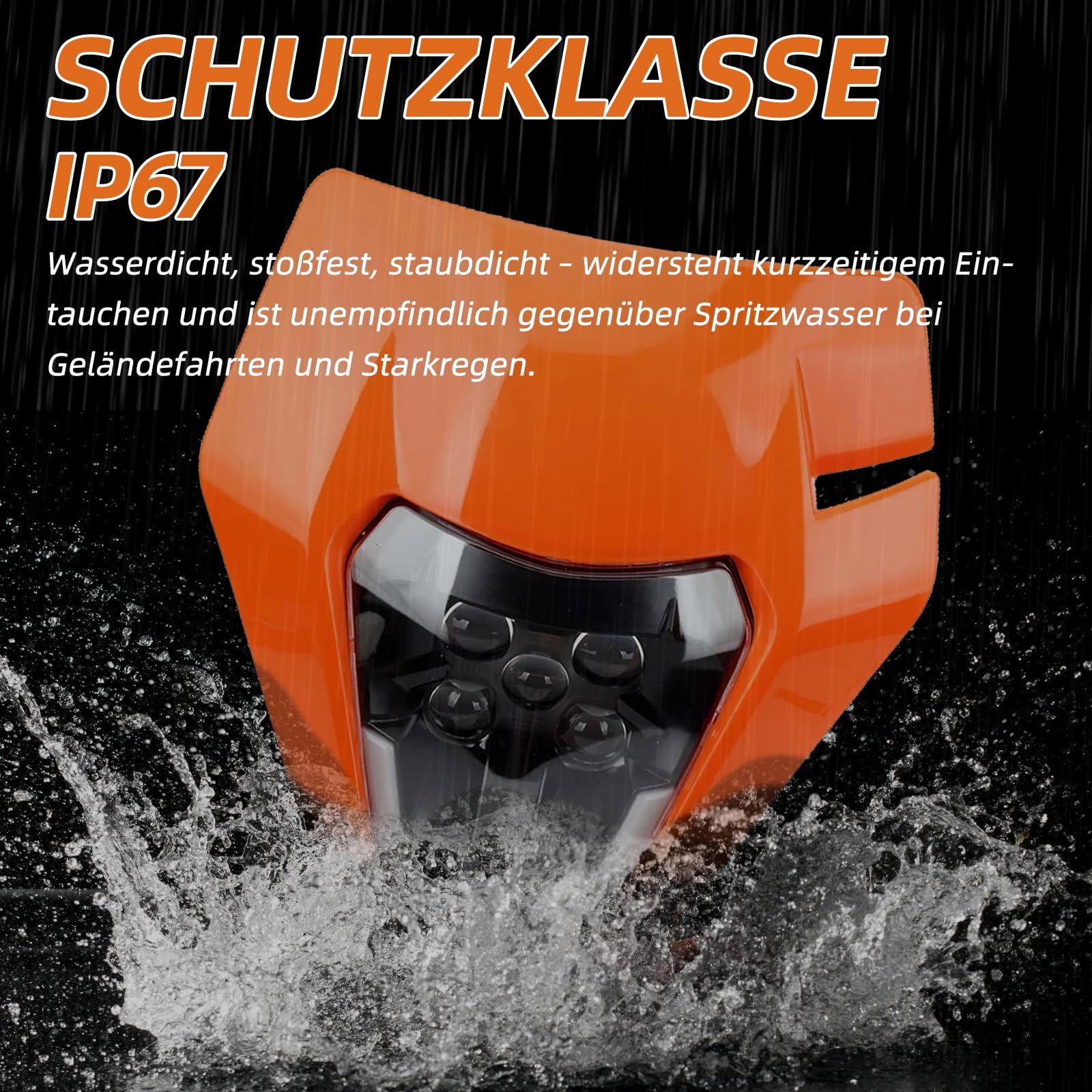 Motorrad Scheinwerfer LED Hauptlicht für KTM EXC250 SX250 SXF250 EXC450 SX350 SXF450 EXC525 640LC4 125cc Enduro Supermoto Offroad Dirt Bike (Orangerot)