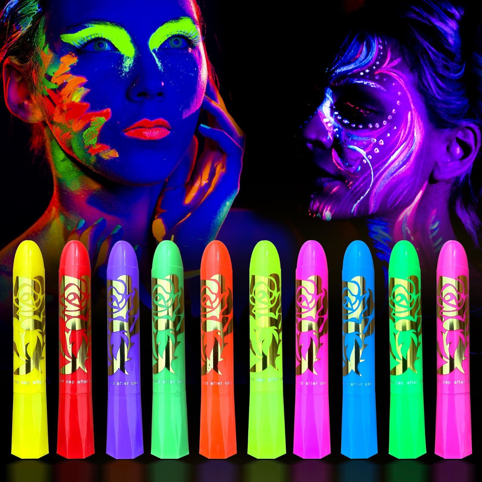 Glow in The Black Light UV Face Paint Crayon, Black Light