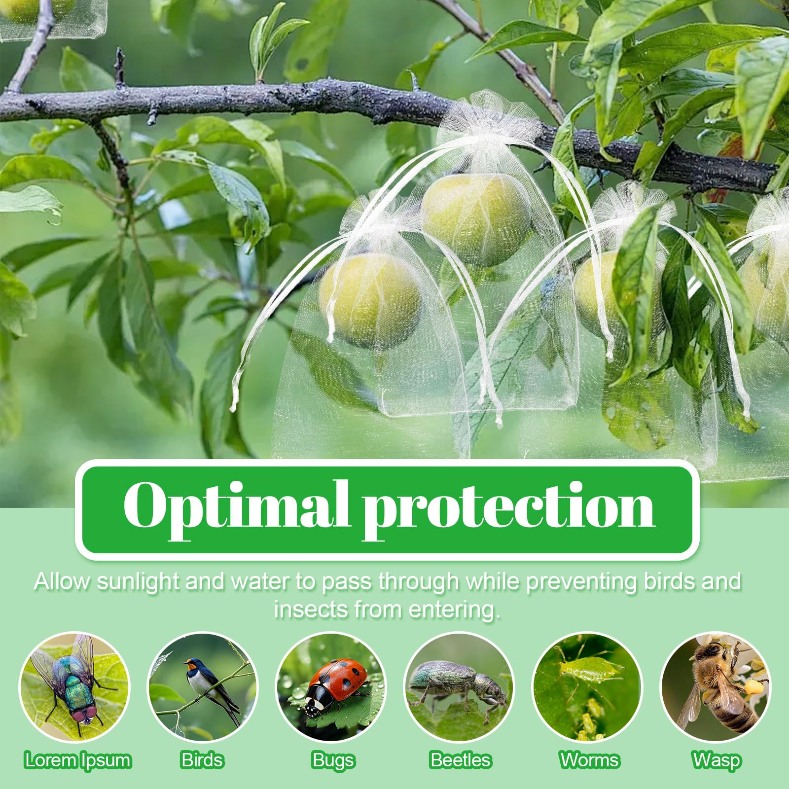 100 Sachets Organza 10x15 Cm Avec Cordon - Protection Fruits Jardin, Sacs Cadeaux Lavande - Réutilisables - 10
