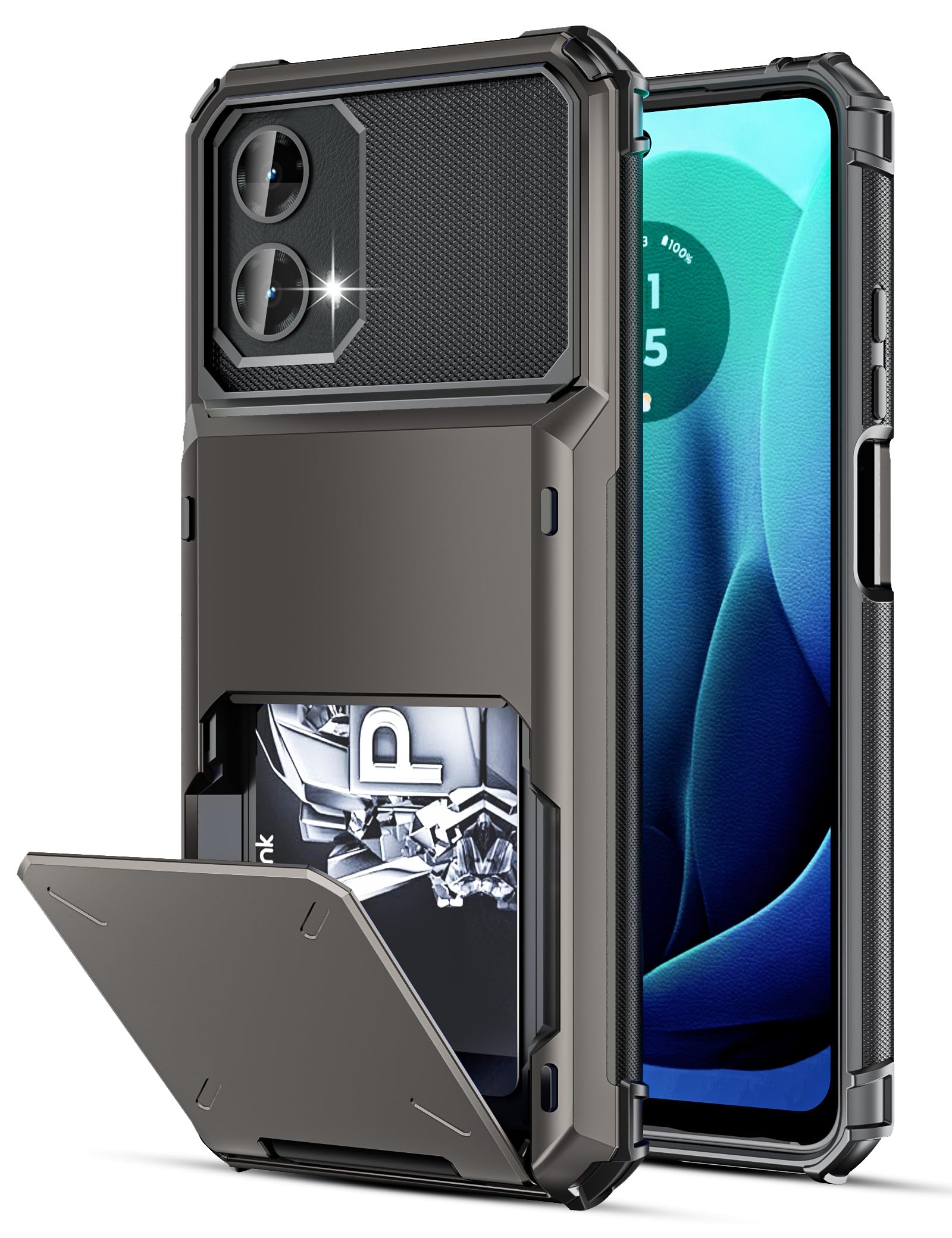 Photo 1 of COOYA for Moto G 5G 2024 Case Wallet 5 Credit Card Holder Slot Flip Cover Wallet Case Back Pocket Dual Layer Protective Hard Shell TPU Rubber Bumper for Moto G 5G 2024 6.6-in Bronze