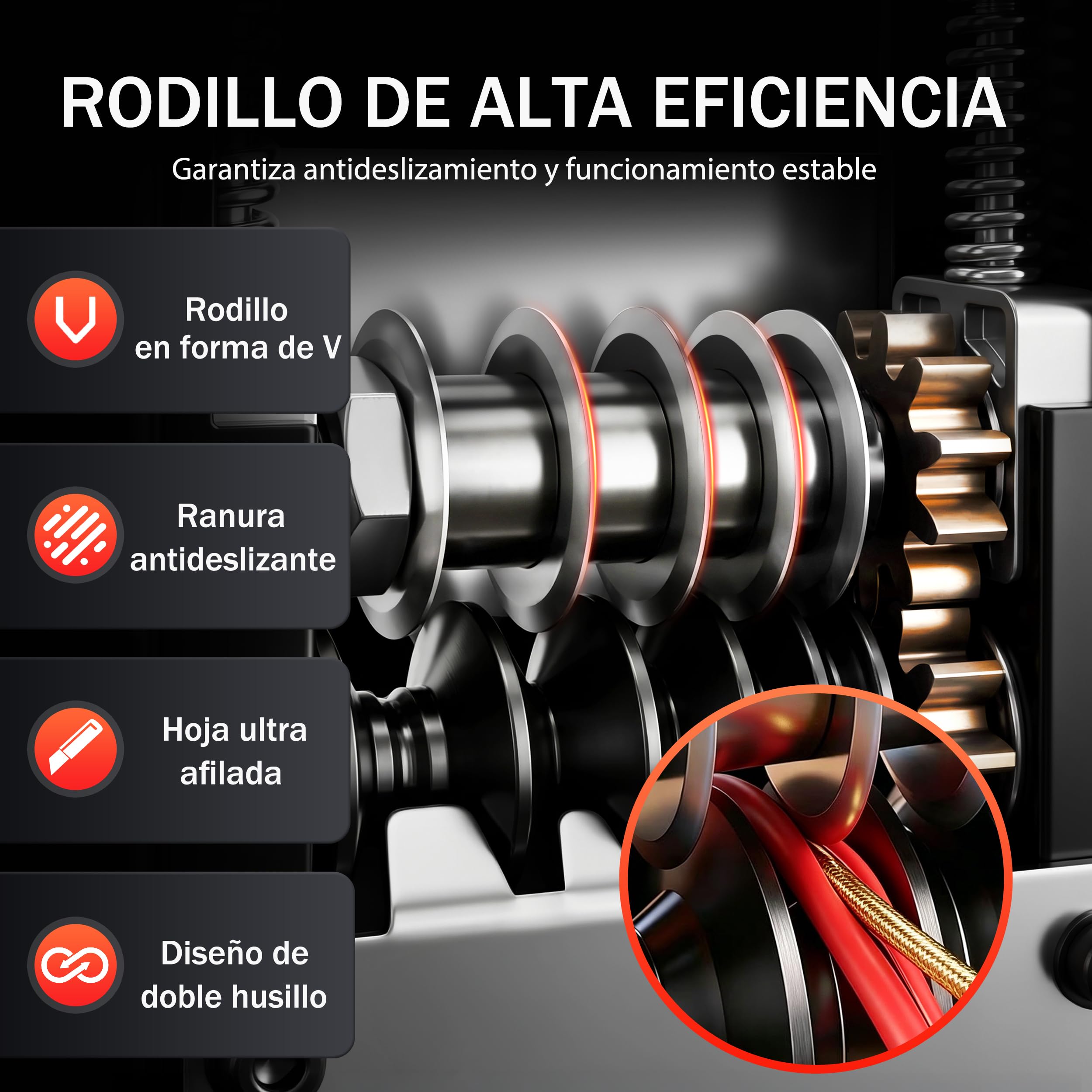 Maquina Pelacables Cobre Automático Manual 3–17 mm, Máquina Pelacables para Cobre con Manivela o Taladro, Pelacables para Reciclaje de Cables con 6 Canales y 5 Cuchillas (Negro)