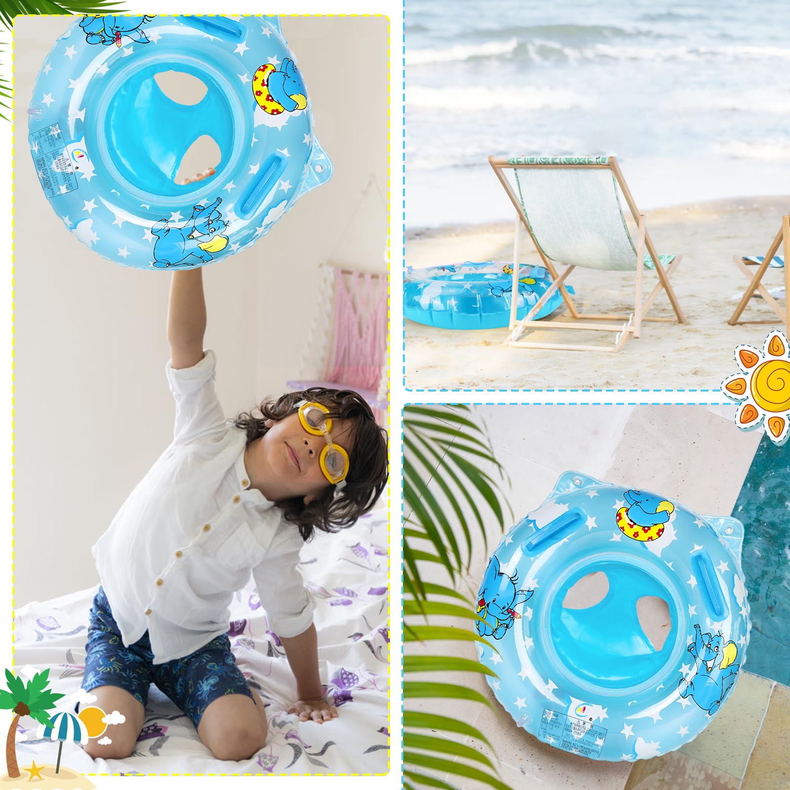 Bouée Bébé Gonflable Siège Bateau Avec Volant – Anneau Natation Enfant Lapin/Dino, Flotteur Piscine Sécurité 3D, Fille & Garçon
