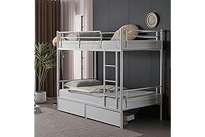 Karl Home White Twin-Over-Twin Bunk Bed with Storage