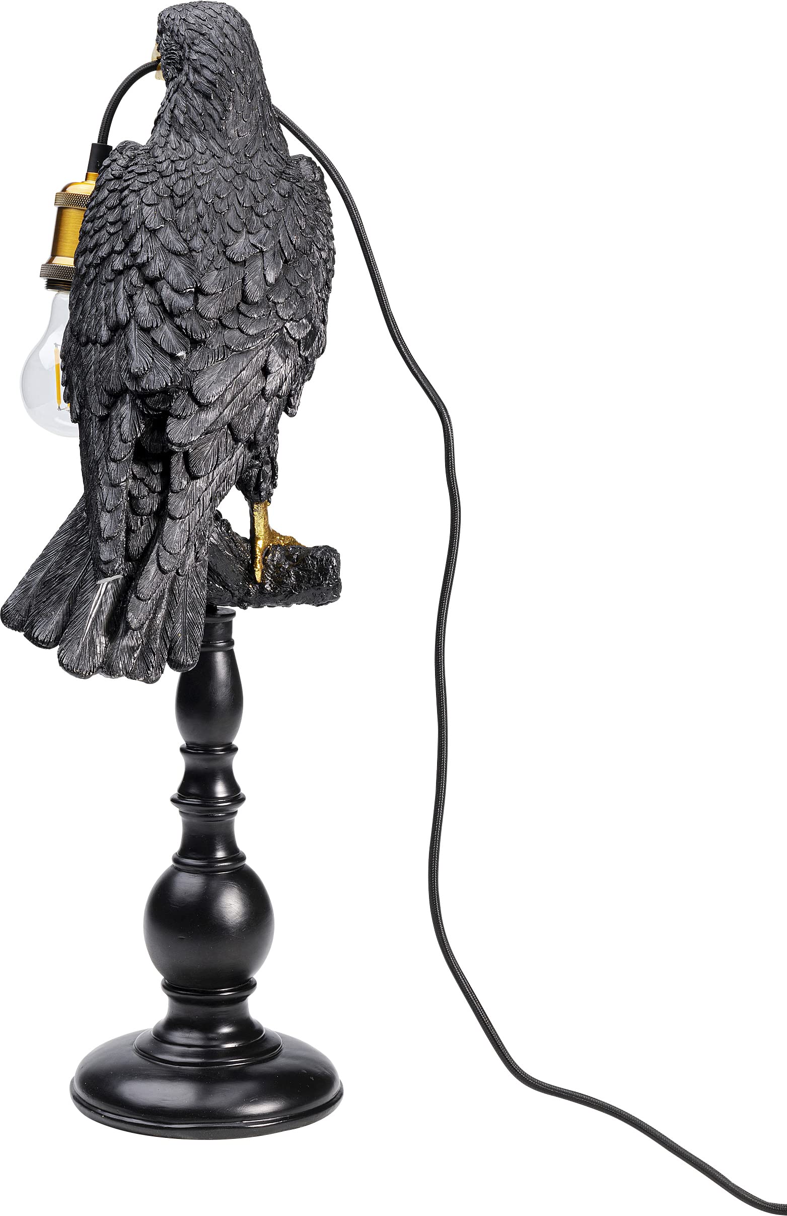 Kare Design Lampada da tavolo Animal Crow, nero, corvo seduto, decorazione soggiorno, console, scaffale, simbolo saggezza, 34x14x31cm (A/L/P), lampadina non inclusa