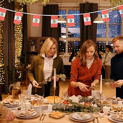 Miniatura 4 de Bandera peruana, pequeña cadena de banderas de Perú, mini banderas peruanas, utilizada para fiestas, escuela, eventos deportivos, decoraciones de