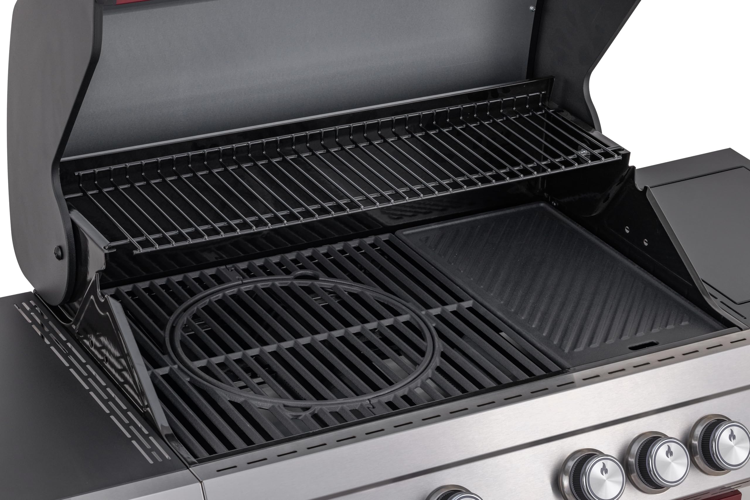 Tarrington House Gasgrill 4-Hauptbrenner und Seitenbrenner Gasgrill Paxton, Grillfläche 41 x 71 cm, Ablagetisch, fahrbar, Stahl, rot