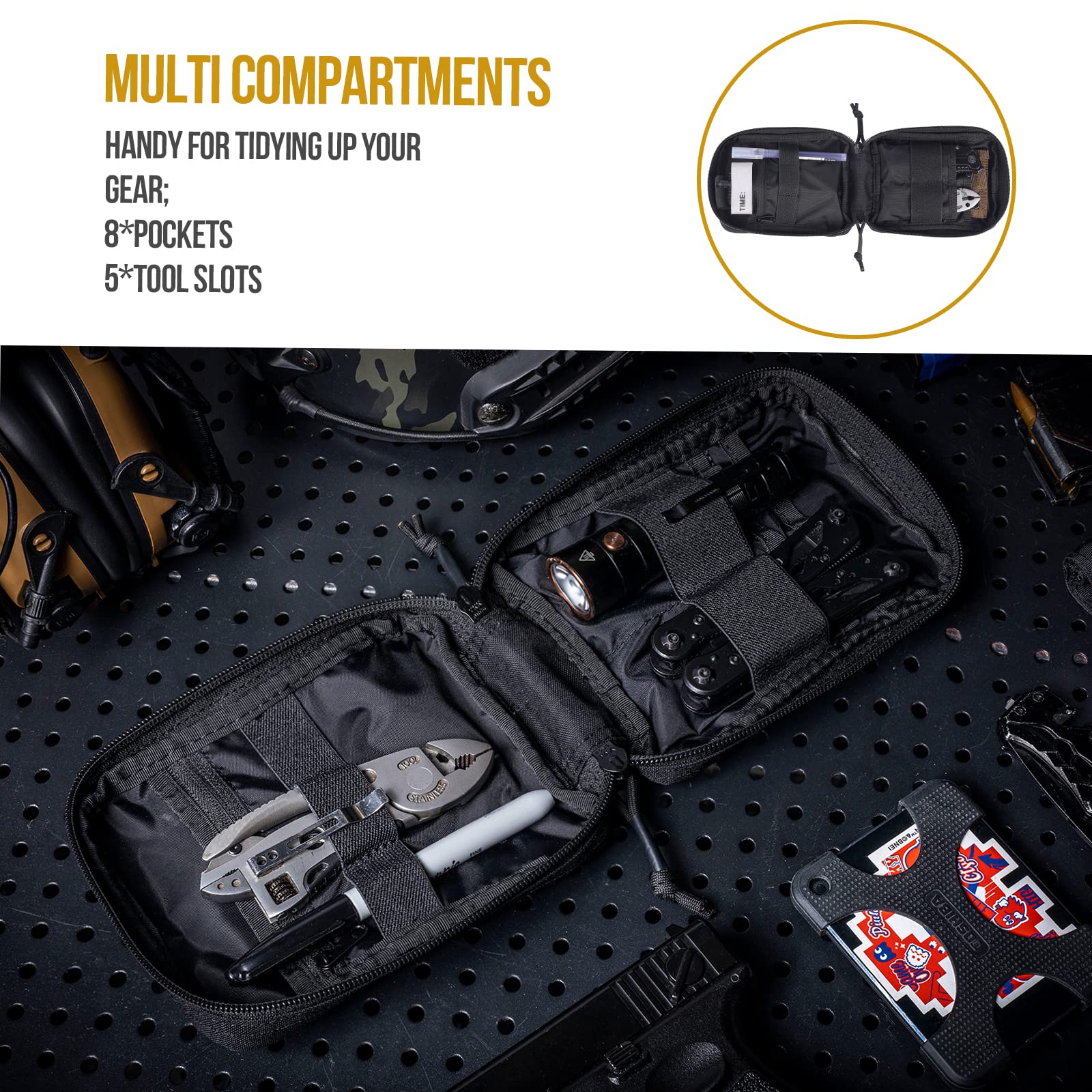 OneTigris Taktische Hüfttasche, Gürteltasche MOLLE EDC Tasche Wasserdicht Molletaschen für Camping Wandern Radfahren Klettern und Reisen Schwarz