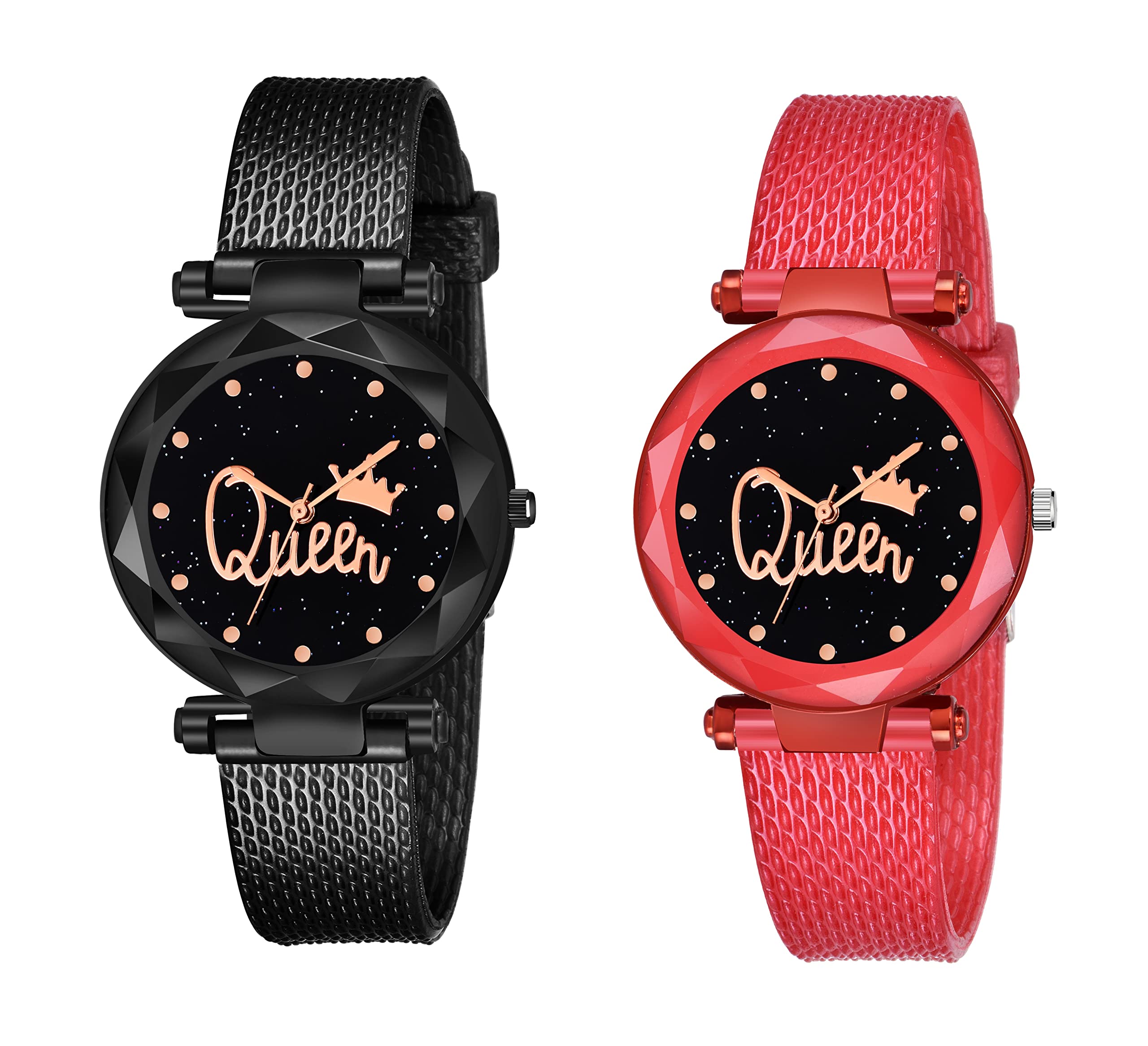 KIARVI GALLERTY Analogue Queen Dial Black and Red Combo PU Strap Analog Watch for Girls and Women (Pack of 2) (B09RQY42JM) Amazon Price History, Amazon Price Tracker