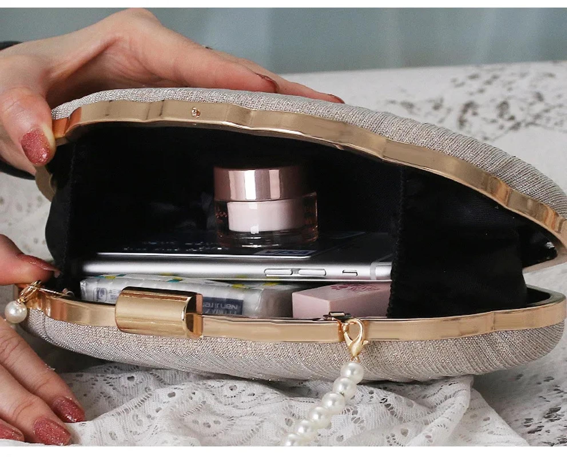 Abendtasche Damen Clutch Abend Taschen Frauen Bankett Tasche Damen Handtasche Shell Clutch Geldbörse Perlen Griff Taschen Über Schulter Brieftaschen