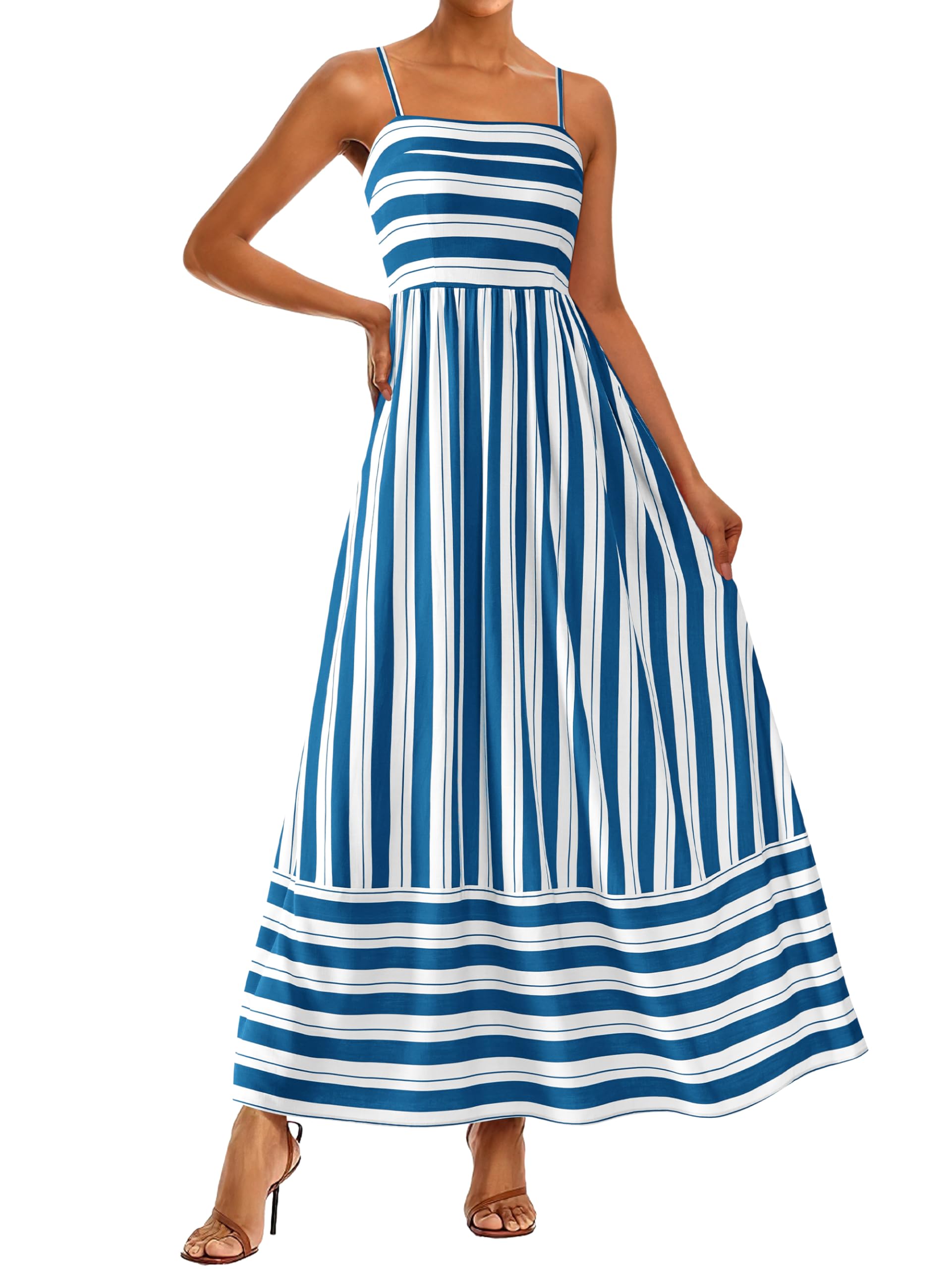 PRETTYGARDEN Summer Dresses for Women 2025 Beach Maxi Dress Spaghetti Strap Floral Boho A Line Wedding Guest Flowy Long Dress