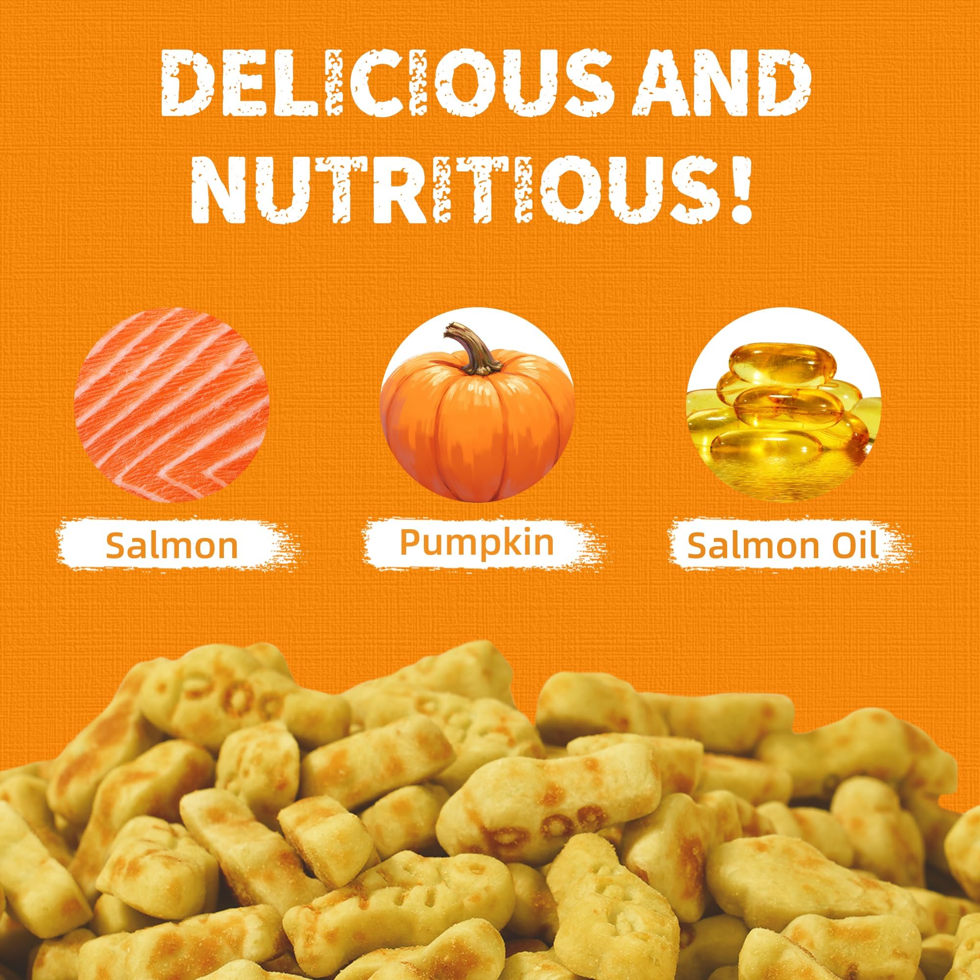 Just Try 13.4 OZ Cat Treats for Indoor Cats Hairball Control Natural Salmon Healthy Cat Grass Treats Kitten Snacks Training Biscuits Catnip for Cats Dental Care: Salmon & Pumpkin 13.4 Ounce (Pack of 1)