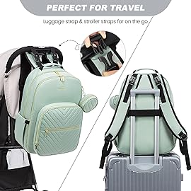 LOVEVOOK Diaper Bag Backpack, Quilted Baby Bag with Changing Pad & Pacifier Holder, Waterproof Travel Diaper Bags for Baby Boys Girls, Stylish and Large Capacity, Mint Green