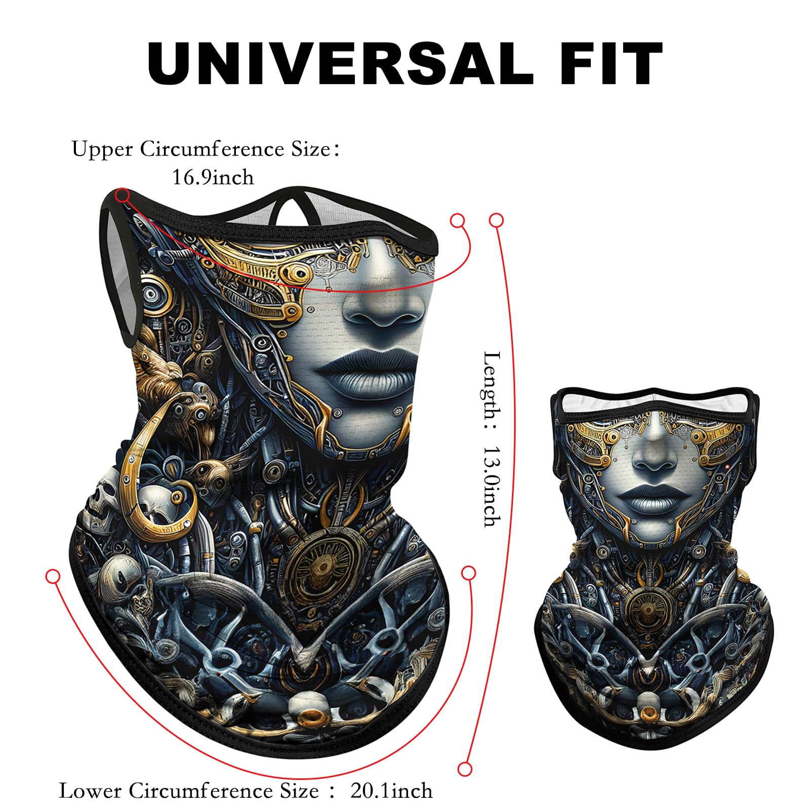 Cache-cou bandana avec boucles d'oreilles pour homme et femme Protection solaire