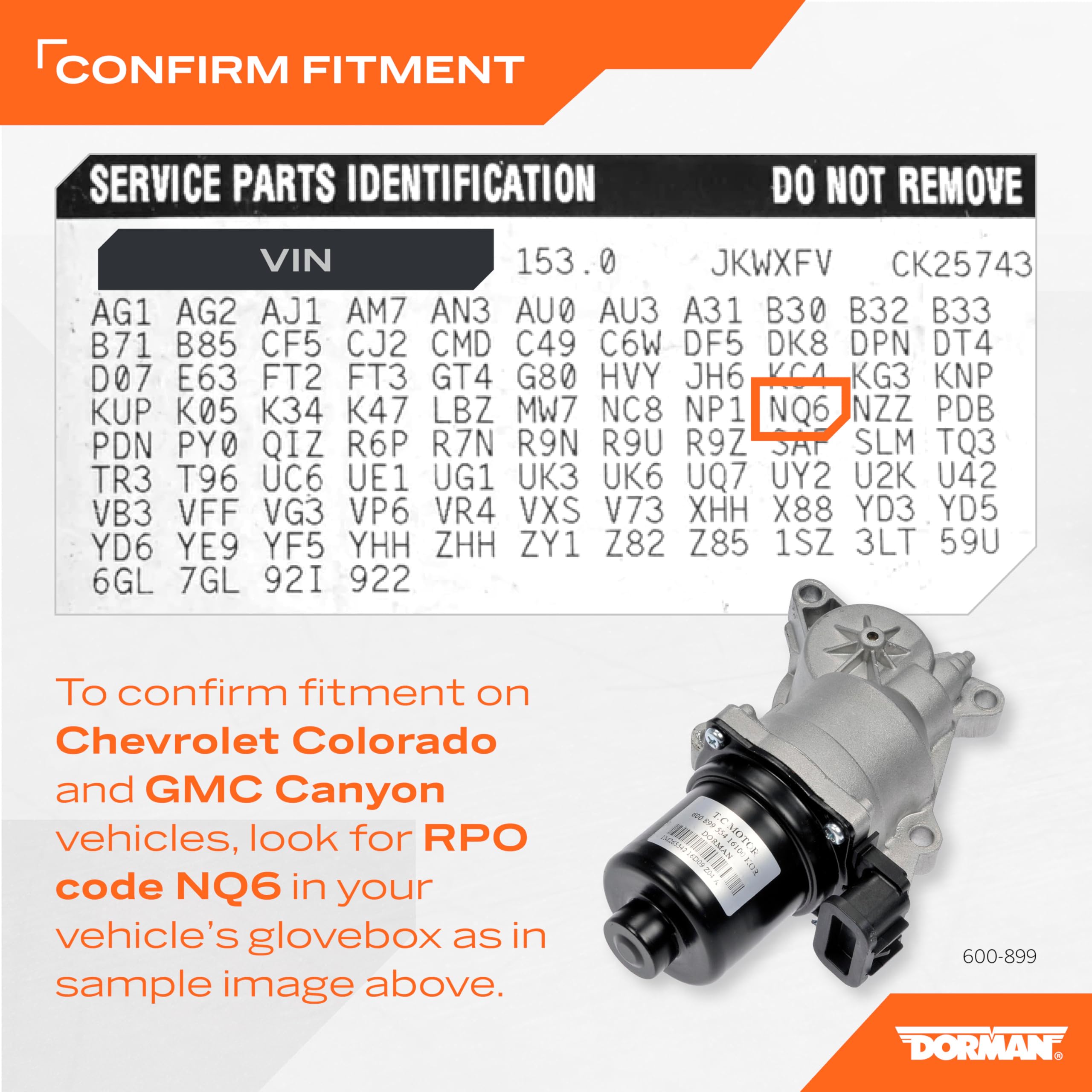 Dorman 600-899 Transfer Case Motor Black/silver, Transfer Case