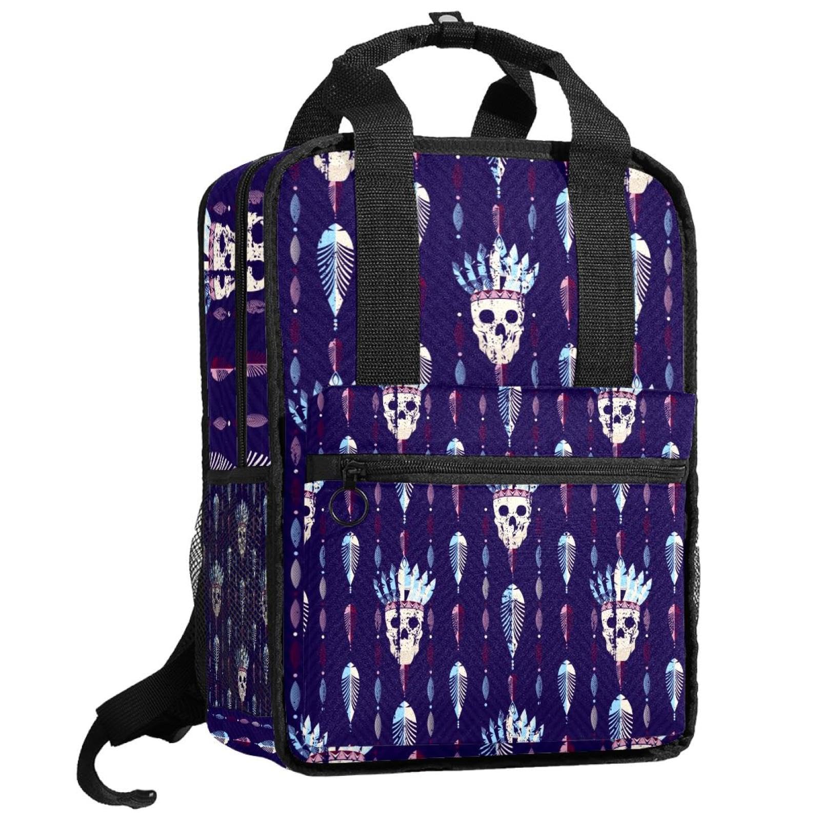 Sac à dos garçon tête de mort multicolore réglable bohème - 8