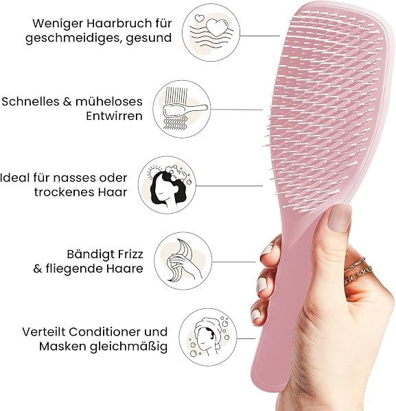 Tangle Teezer Ultimate Detangler Haarbürste – Für Nasses & Trockenes Haar – Entwirrungsbürste für Alle Haartypen – Zweistufige Borsten Reduzieren Haarbruch & Entfernen Knoten – Millennial Rosa - 4