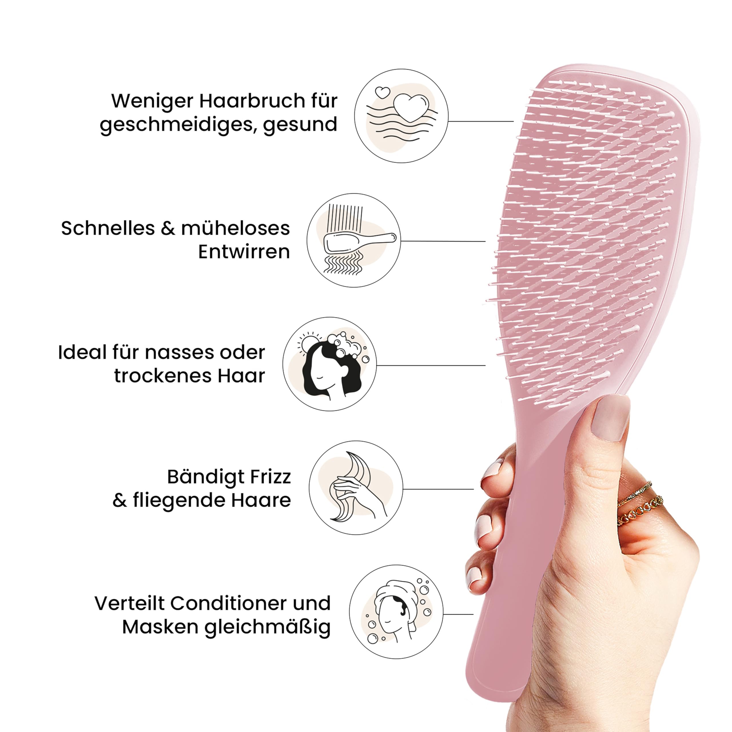 Tangle Teezer Ultimate Detangler Haarbürste – Für Nasses & Trockenes Haar – Entwirrungsbürste für Alle Haartypen – Zweistufige Borsten Reduzieren Haarbruch & Entfernen Knoten – Millennial Rosa - 4