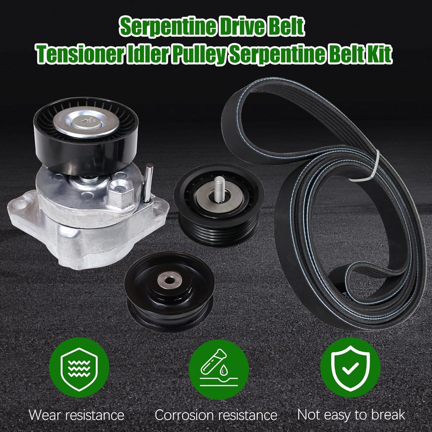 2722000270 Serpentine Belt Tensioner Idler Pulley Drive Assembly Kit Fit for 2005-2011 Mercedes-Benz ML350 GL450 G550 SLK300 C280 GLK350 E350 CL550 S550#2722021419 2722021019 6pk2404