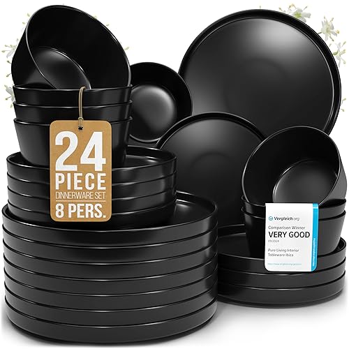 Stoneware dinnerware set 8 persons 24 pcs – Ultra chic