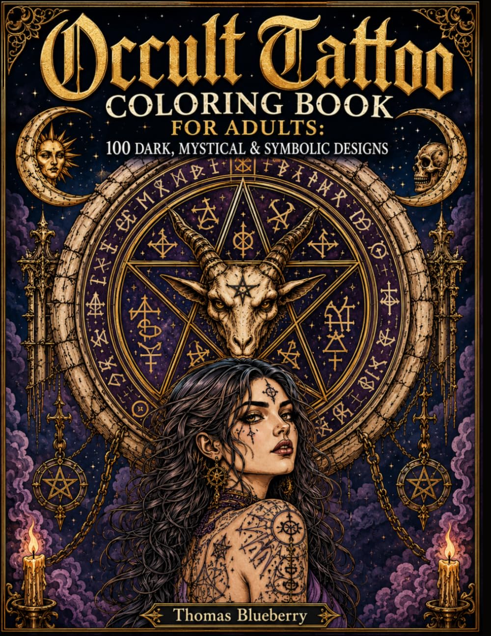 Occult Tattoo Coloring Book for Adults: 100 Dark, Mystical & Symbolic Designs (Ritual Ink: Dark Art Series)