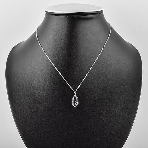 Miniatura 5 de Collar con colgante de cuarzo Herkimer de plata de ley 925 chapada en rodio AAA, solitario de piedras preciosas naturales, piedra natal, joyería