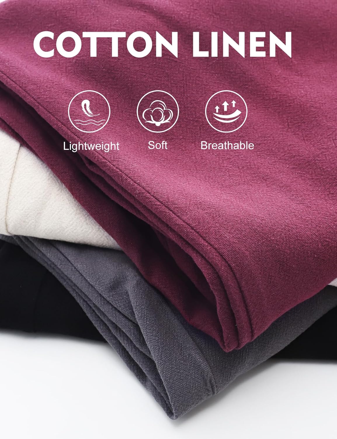 Flygo Men's Wide Leg Casual Linen Pants - Image 7