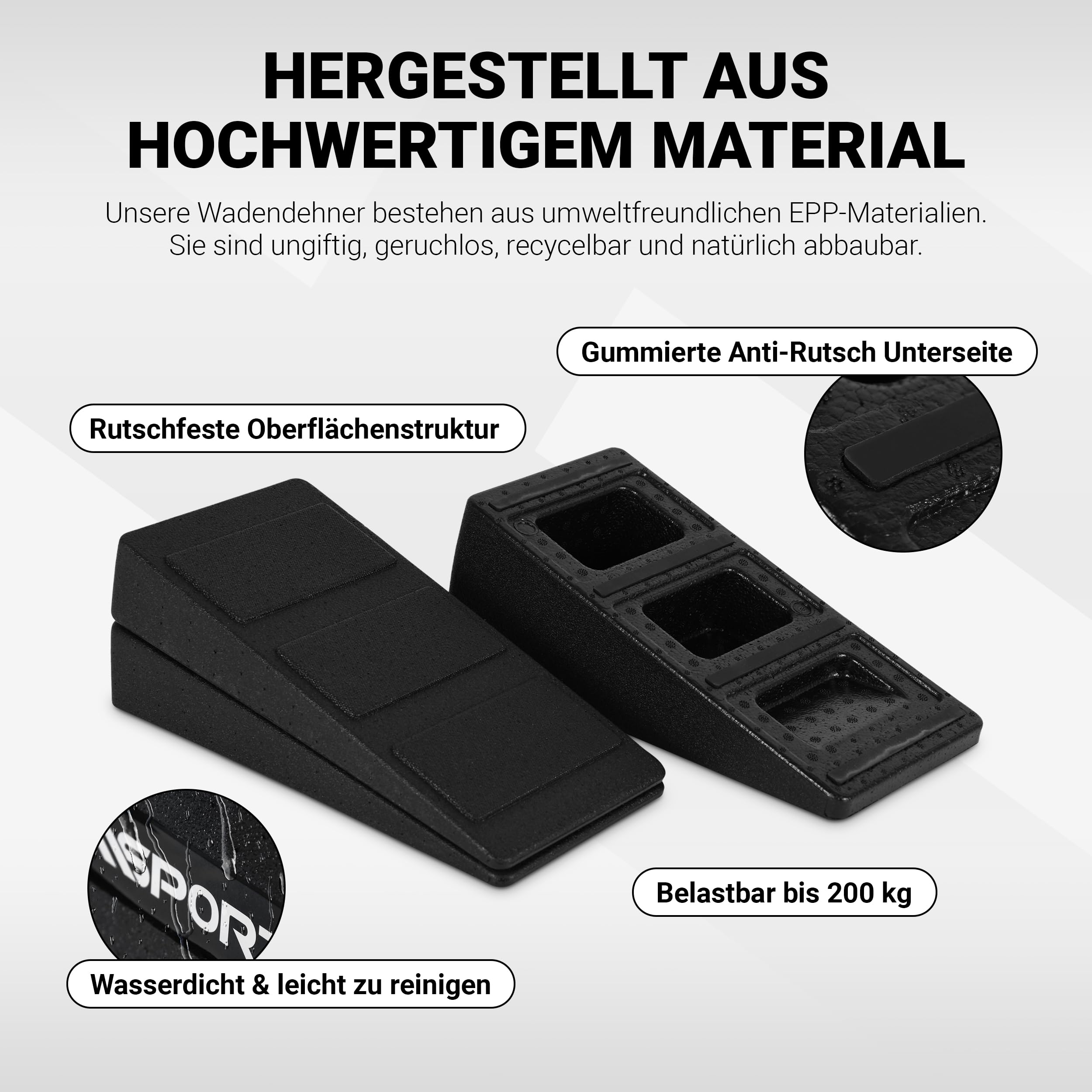 MSPORTS Wadendehner 3er Set Premium, Kniekeil, Waden-Strecker, Mobilisationskeil zum Dehnen, Beinstrecker, Wadenstrecker
