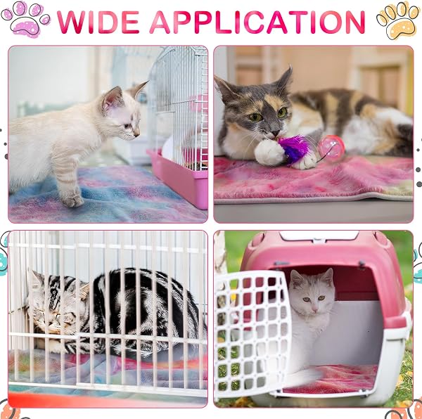 Namalu 4 Washable Fleece Guinea Pig Blankets Waterproof Absorbent Cage Liners Reusable Pet Sleeping Mat (Tie Dye Pattern, 60 x 40 cm) - 4