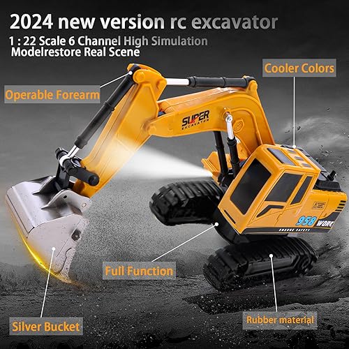 Miniatura 2 de Juguetes de excavadora para niños  Camión de construcción de juguete para niños con barricada de 6 actividades, auto excavador de ingeniería