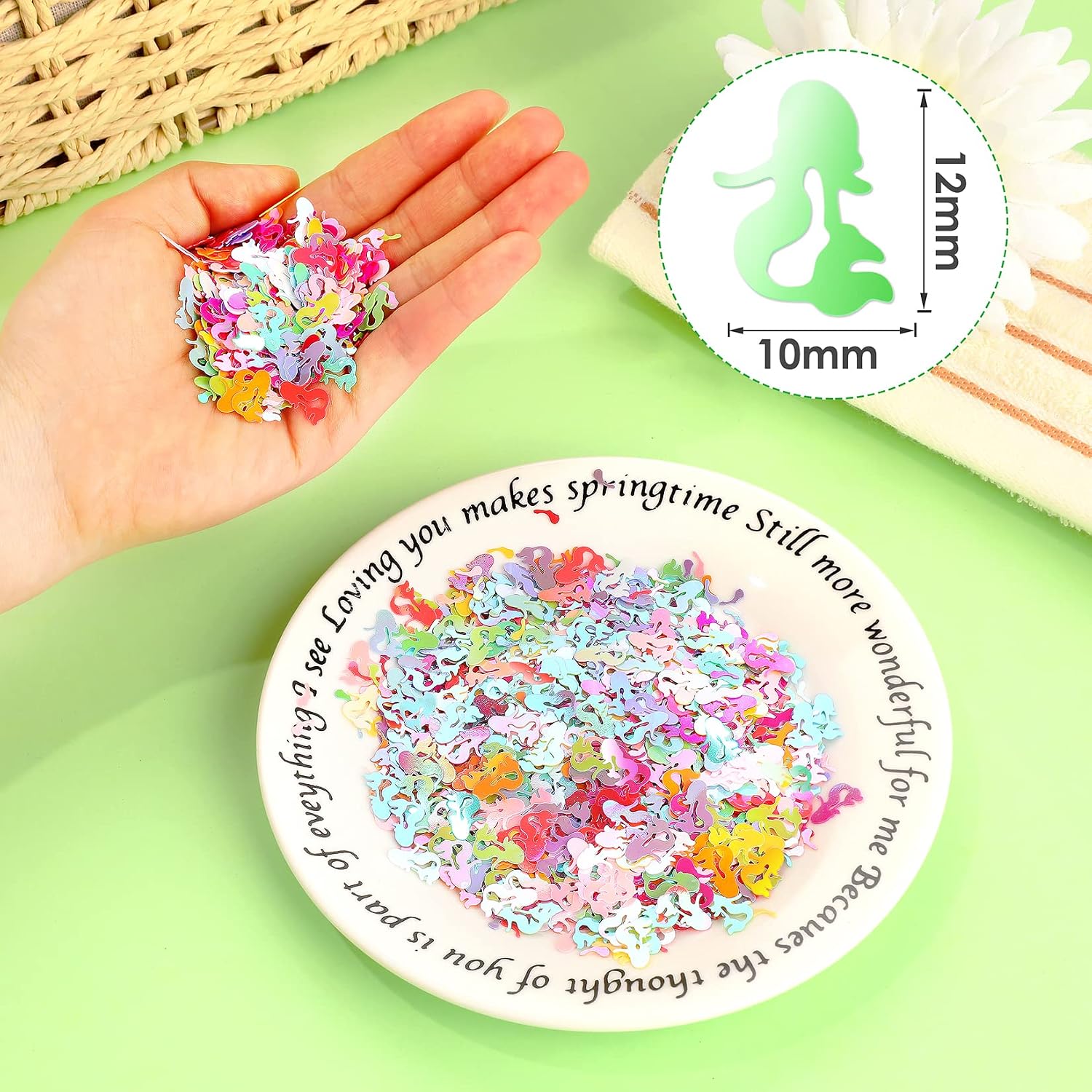 3000 Pieces Mermaid PVC Table Confetti for Wedding Birthday Party Decoration Celebrations Mermaid confetti, 1.9 oz (Mixed color)
