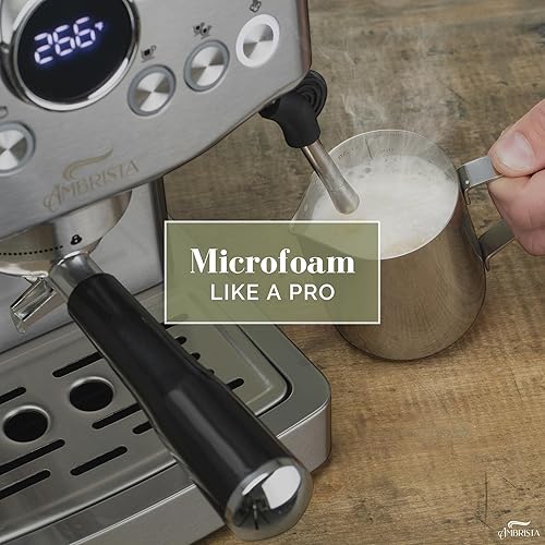 Miniatura 8 de Máquina de café expreso de 20 barras con espumador de leche al vapor, cafetera de café espresso de acero inoxidable con temperatura de preparación