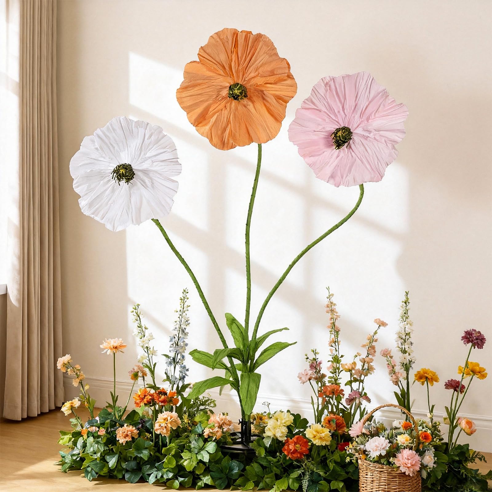Grandes fleurs en papier pour vitrine de magasin et anniversaire de prestige