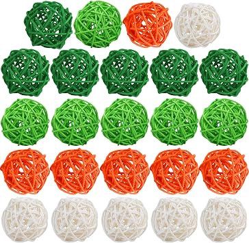 STMK 24 Pcs 2 Inch St. Patricks Day Rattan Balls Decorations, St. Patricks Day Wicker Balls Decorative for Home Decor DIY Vase Bowl Filler Ornament Table Decoration