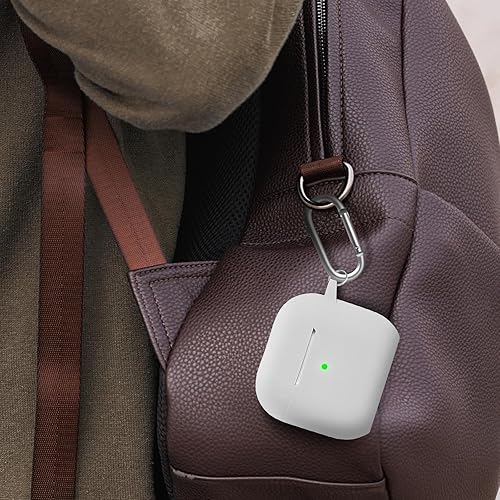 Vista 206 de Funda compatible con AirPods de tercera generación, accesorios de protección de silicona con llavero y kit de limpiador para mujeres y hombres, LED