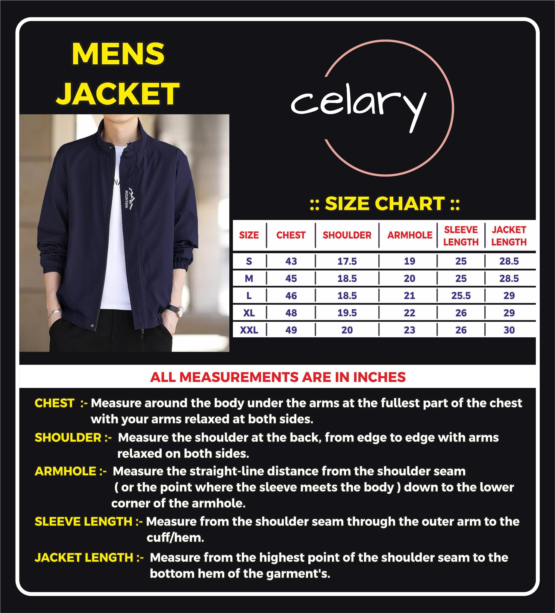 Celary Men's Bomber Jacket | Lightweight Casual Zip-Up Jacket | Stylish Slim Fit Outerwear for All Seasons