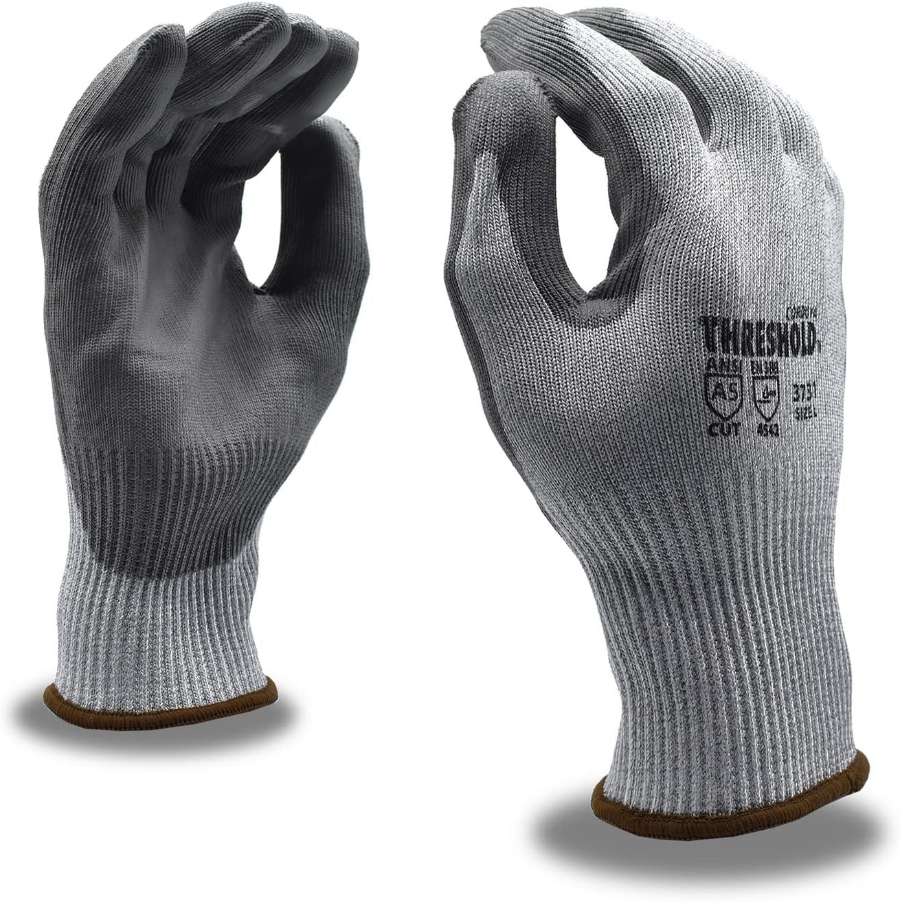 Cordova 3731 Threshold 13-Gauge Gloves, HPPE/Steel/Glass Fiber Shell, Polyurethane Palm Coating, ANSI Cut Level A5